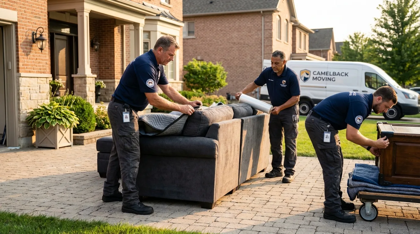 Large estate moving crew wrapping furniture in East Orange, NJ