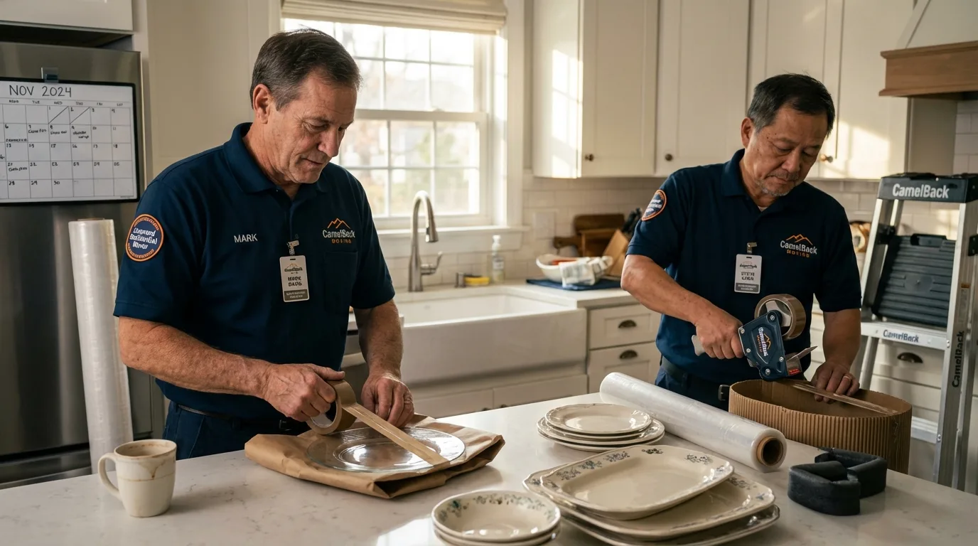 Professional crew packing kitchen dishware in East Orange, NJ